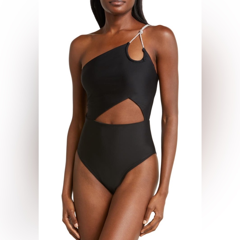 Ramy Brook India One-Shoulder One-piece Swimsuit, Black, Medium, $238